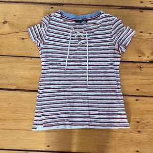 Tommy Hilfiger Red and White Striped Top